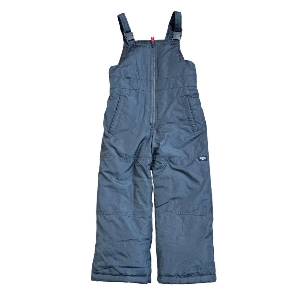 OSHKOSH B'GOSH Kid's 5/6‎ Gray Snow Bib Ski Pants Insulated Adjustable Straps